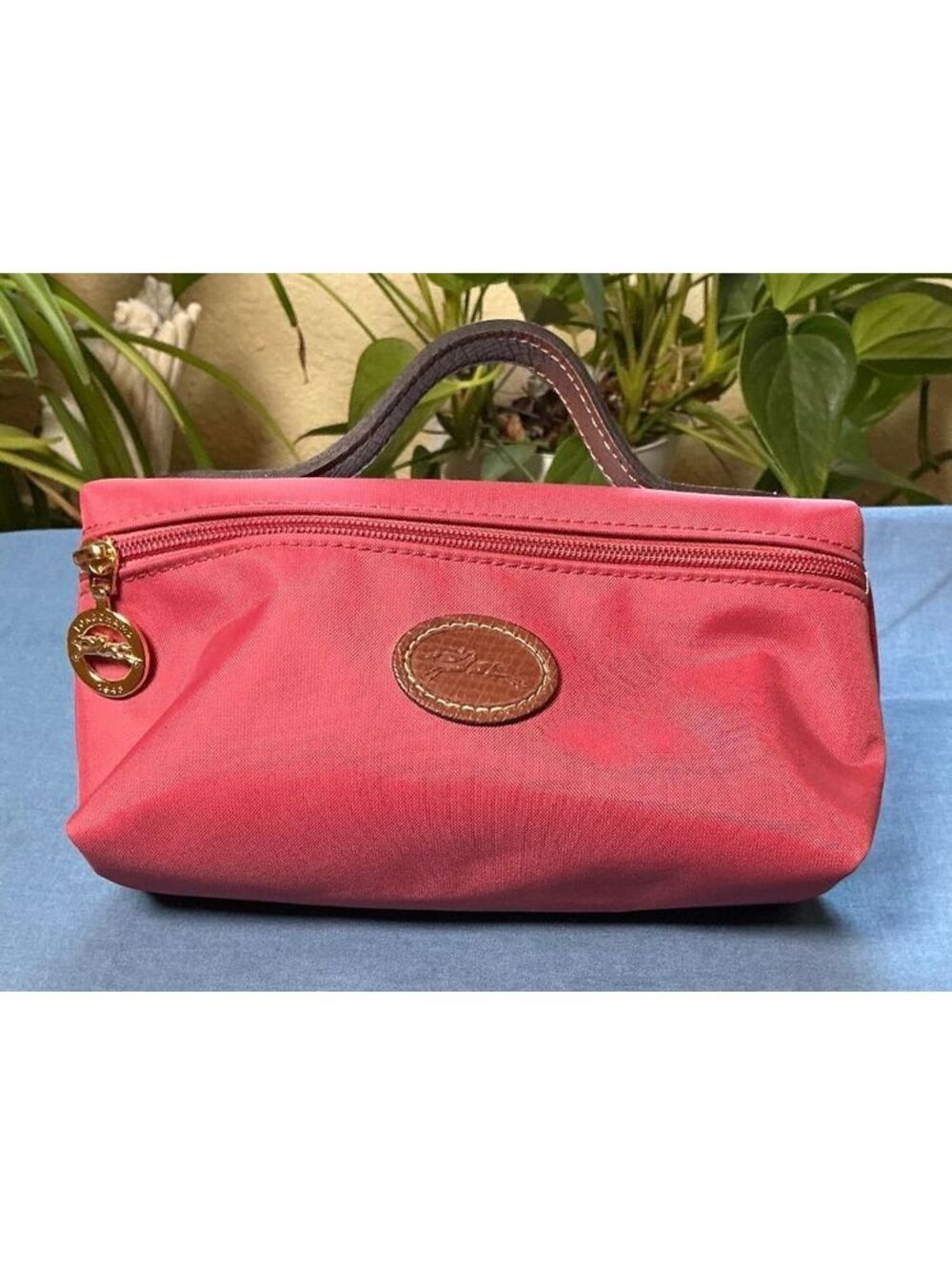 NEW Longchamp Le Piliage Mini Originial Pouch Cosmetic Case Bag Nylon Rose Color